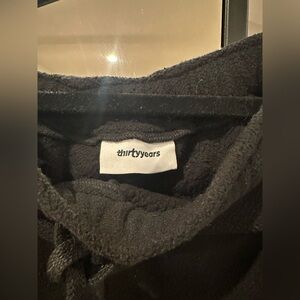 thirtyyears Black wide leg fleece pant with Drawstring